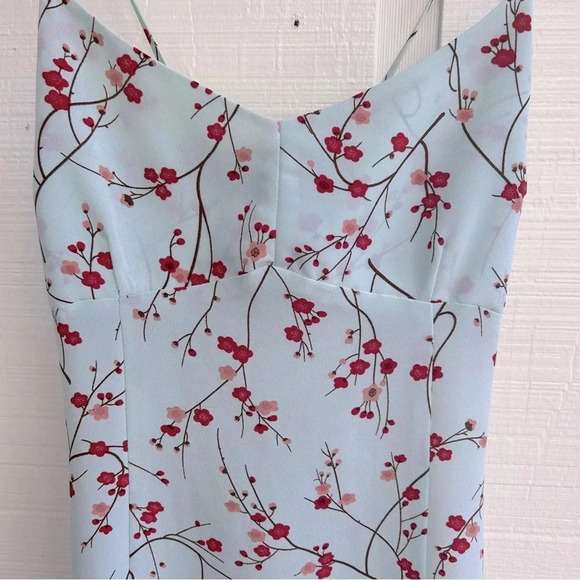 Vintage Express Cherry Blossom Slip Dress – Baby Blue Crossback Cottagecore Sz M - Picture 4 of 8